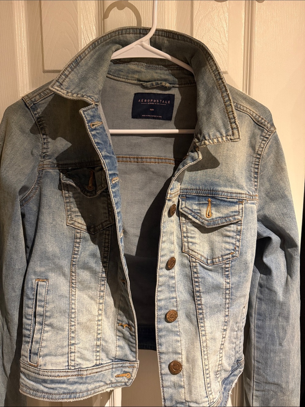 Aeropostale Light Blue Denim Jacket with Button Front